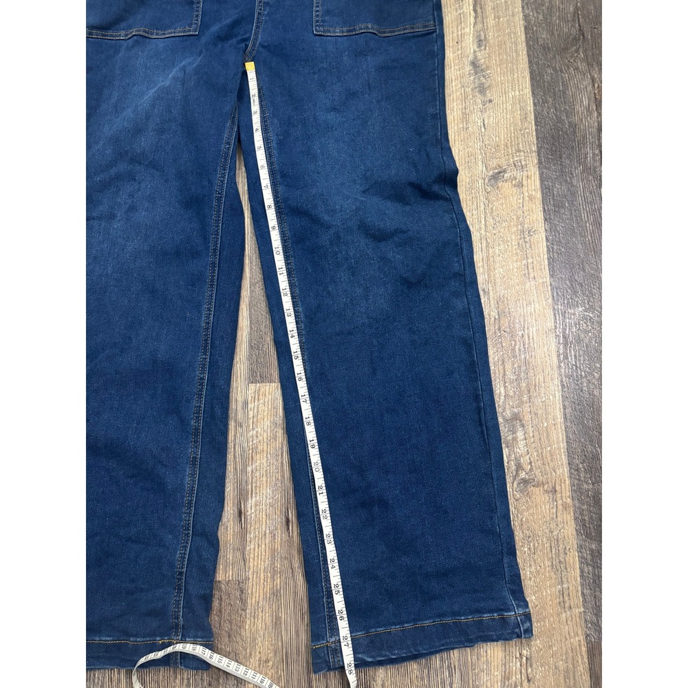 Luvamia Womens Dark Wash Denim Wide Leg Overalls Blue Size Small LC784799-P105 - Picture 4 of 7